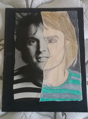 Mixed media portrait of Bruce Jenner by Christopher Stanton