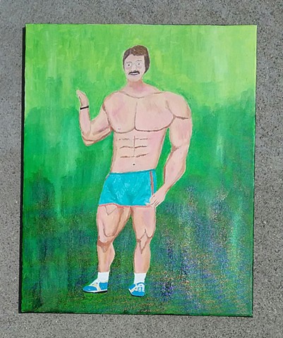 Acrylic painting of bodybuilder Mike Mentzer