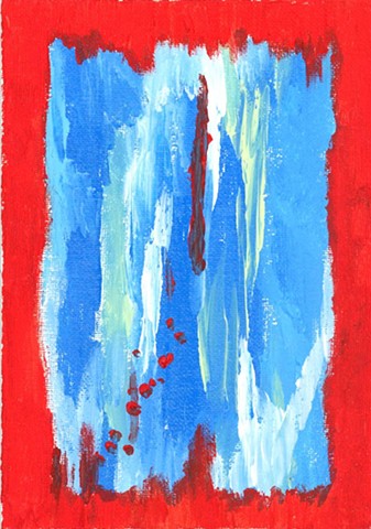 Red and blue abstract painting by Christopher Stanton