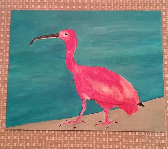 Painting of a scarlet ibis by Christopher Stanton
