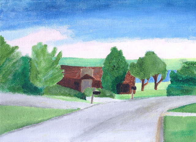 Acrylic painting of Cottonwood Circle in Manhattan, KS by Christopher Stanton