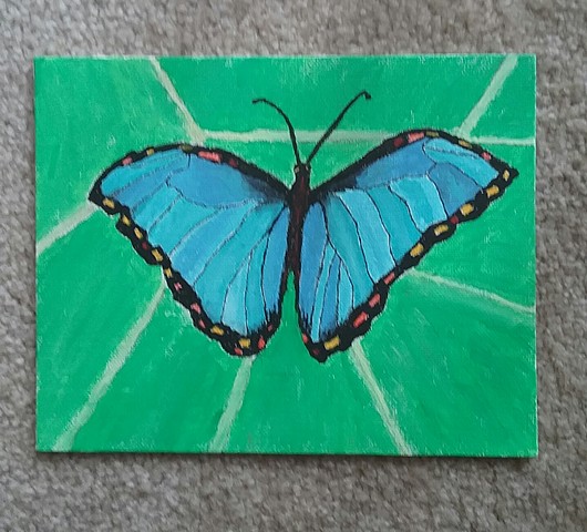 Painting of a Blue Morpho Butterfly by Christopher Stanton