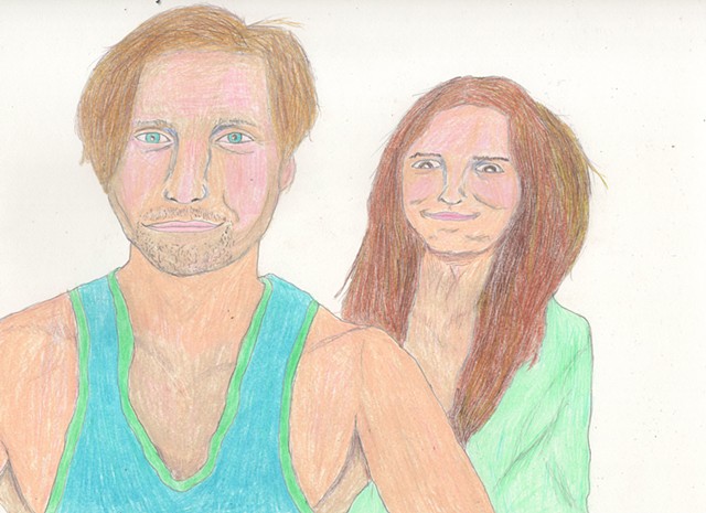Colored pencil portrait of a man and woman by Christopher Stanton 