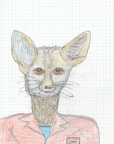 Illustration drawing of a Fennec FoxMan by Christopher Stanton
