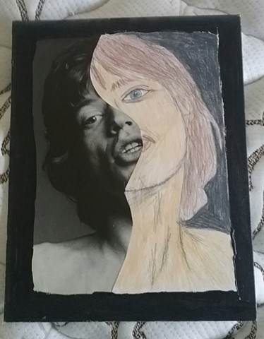Mixed media portrait of Mick Jagger by Christopher Stanton