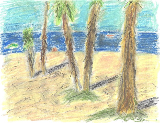 Pastel beach drawing by Christopher Stanton