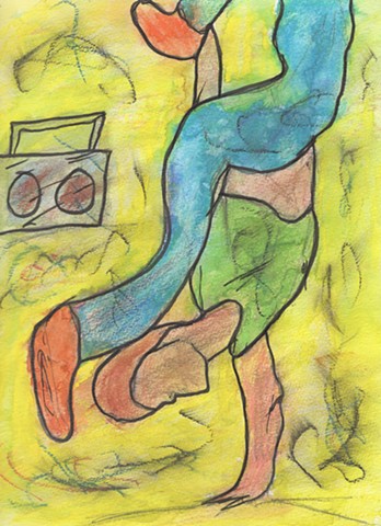 Oil pastel study of a break dancer by Christopher Stanton