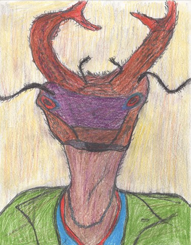 Illustration drawing of a bug man by Christopher Stanton