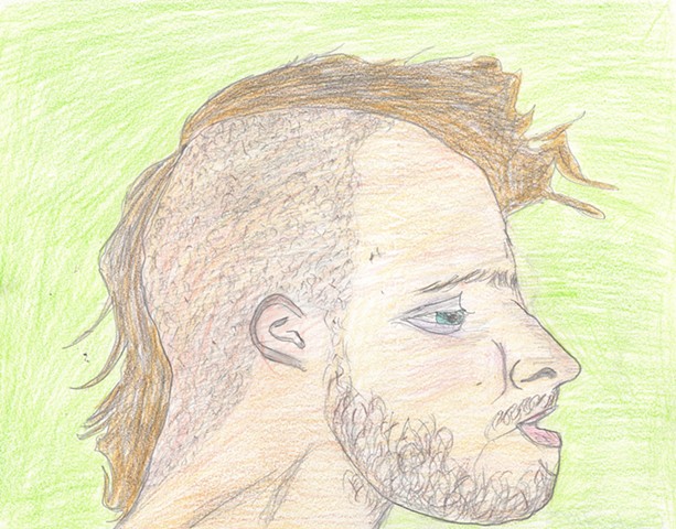 Drawing of a man with a mohawk by Christopher Stanton