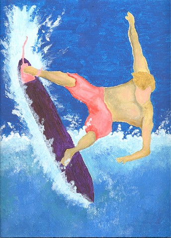 Painting of a surfer by Christopher Stanton