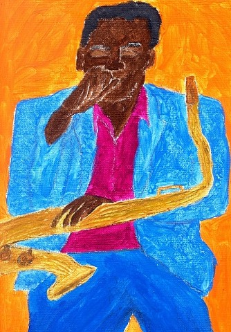 Acrylic painting of a jazz musician by Christopher Stanton