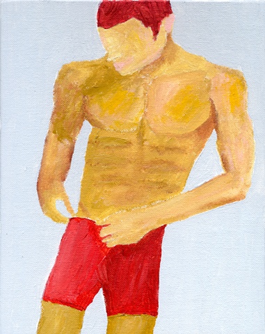 Acrylic painting of a shirtless man by Christopher Stanton