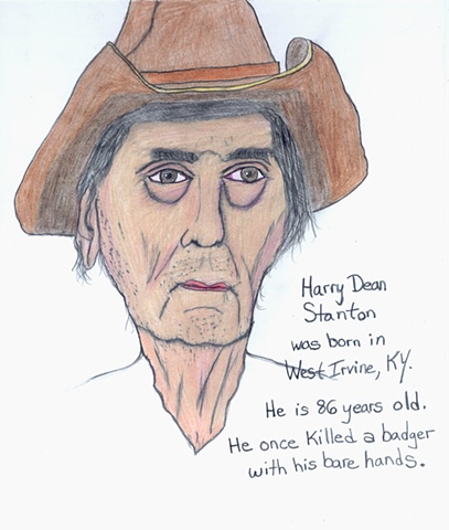 Drawing of the actor Harry Dean Stanton by Christopher Stanton