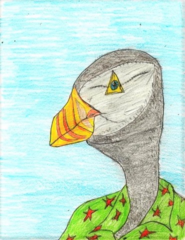Drawing of a PuffinMan by Christopher Stanton