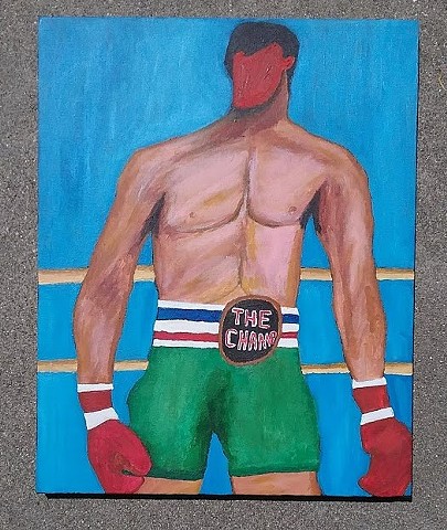 Abstract acrylic painting of boxer Rocky Balboa by Christopher Stanton