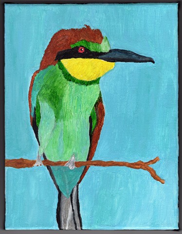 Acrylic painting of a European Bee-Eater bird by Christopher Stanton