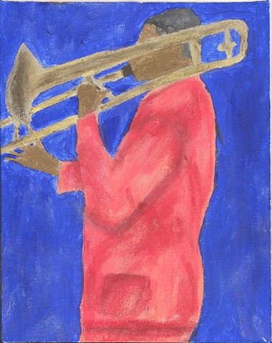 Acrylic painting of a jazz musician by Christopher Stanton