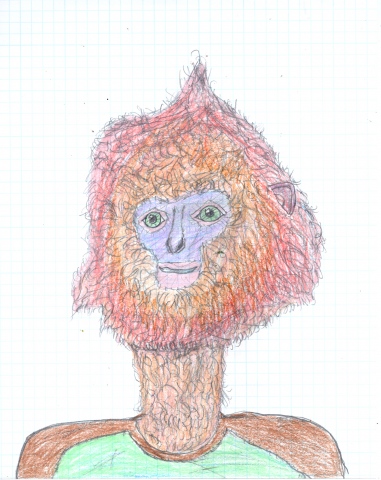 Drawing of a Maroon Leaf Monkeyman by Christopher Stanton