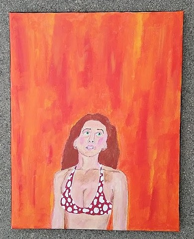 Acrylic painting of a woman in a bikini by Christopher Stanton 
