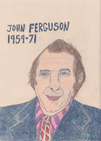 Drawing of Hockey Player John Ferguson of the Montreal Canadiens by Christopher Stanton