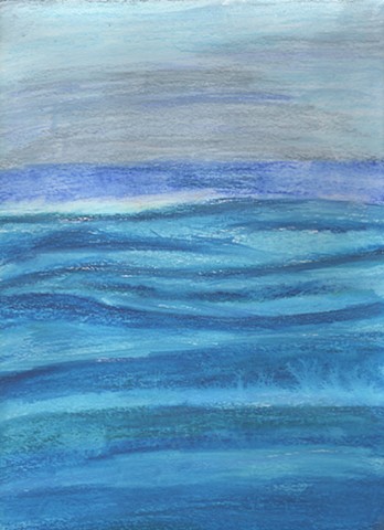 Water soluble crayon and oil pastel study of an ocean by Christopher Stanton
