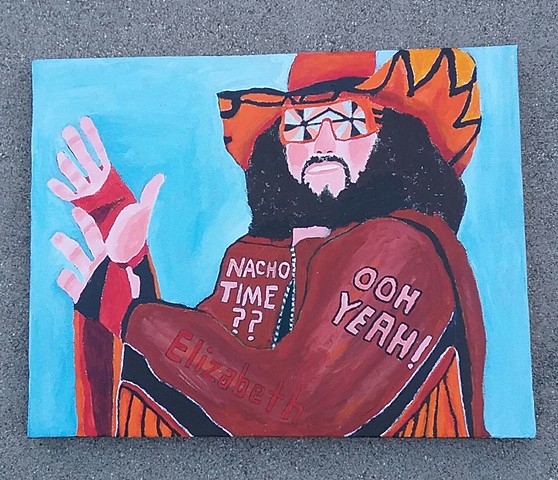 Acrylic painting of Macho Man Randy Savage by Christopher Stanton