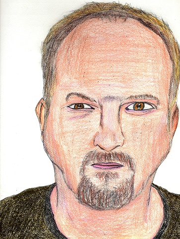 Drawing of the comedian Louis C.K. by Christopher Stanton