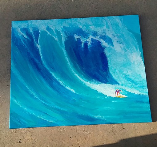 Acrylic portrait of a big wave surfer by Christopher Stanton