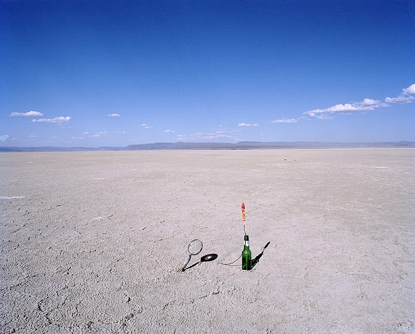 A Bottle Rocket Taking Flight in the Desert (triptych)