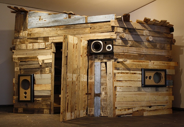 Interactive heavy metal sound sauna installation by artist Owen Rundquist and Alexander DeMaria