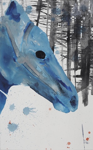 Drawing of a horse and forest by artist Owen Rundquist