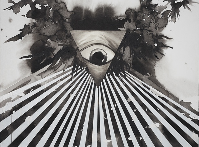 Drawing of an all seeing eye by artist Owen Rundquist