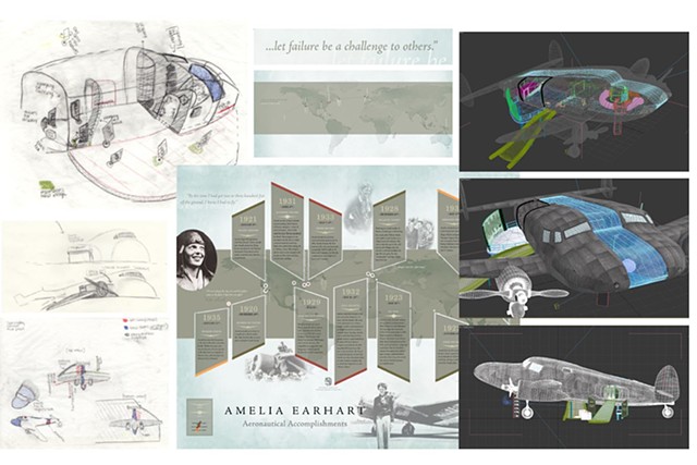 Ameila Earhart Visualization - Preproduction Sketches and Information Design Poster