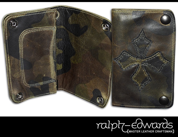 Biker Wallet in Camouflage Leather
