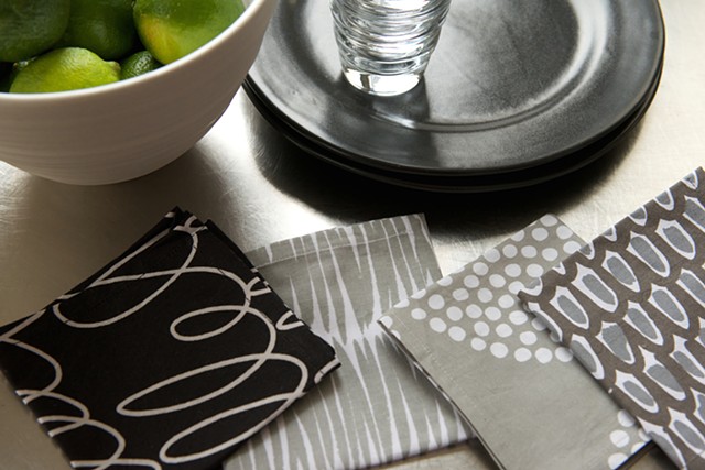 black/grey assorted cocktail napkins