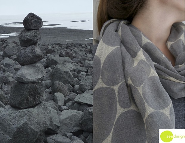 large soft dot grey wool scarf