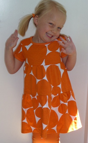 Eve wearing large soft dot in orange