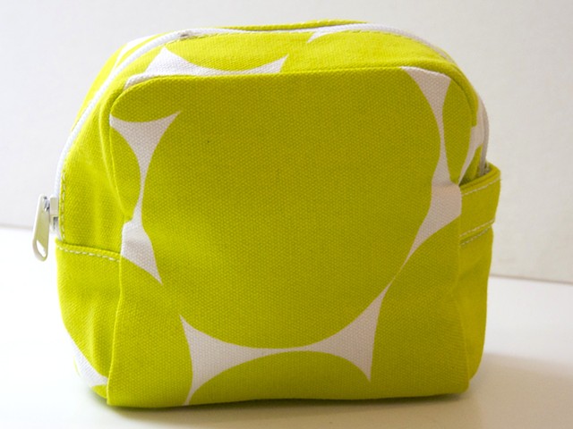large soft dot neon green small cosmetic bag