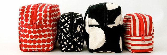 red and black cosmetic bags