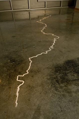 "A 20 foot line traced from a steel wire drawing following the waters edge from the Oxbow dock 20 feet north on Monday, July 7th, 2008 at 10:30am" (sand line)