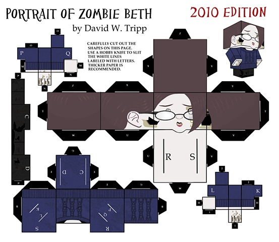 Portrait Of Zombie Beth Papercraft Kit