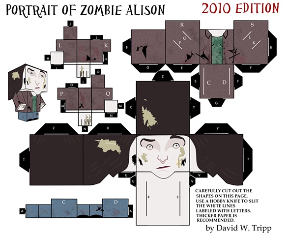 Portrait of Zombie Alison Papercraft Kit