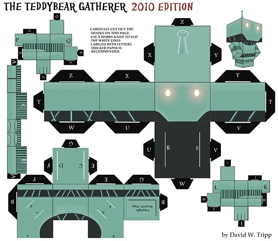The Teddybear Gatherer Papercraft Kit Template 