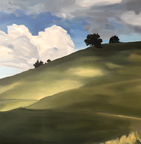 California, mount Tamalpais, landscape, original oil, meadows