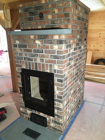 Bluestone mantle and hearth details