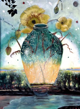 Oil Painting on Panel Flowers Eco System Vase