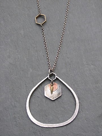Large Sterling Tri Hex Pendant