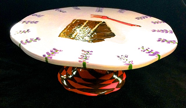 Cake Stand with a slice of Chocolate cake
