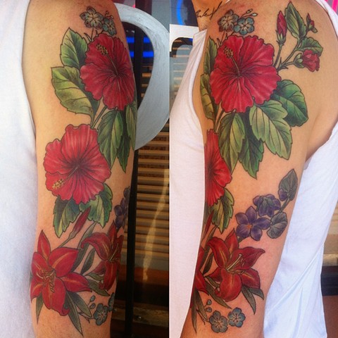 hibiscus and lilies