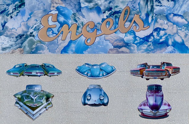 "Engels Car Show" - Collage by Vashon Artist John Schuh